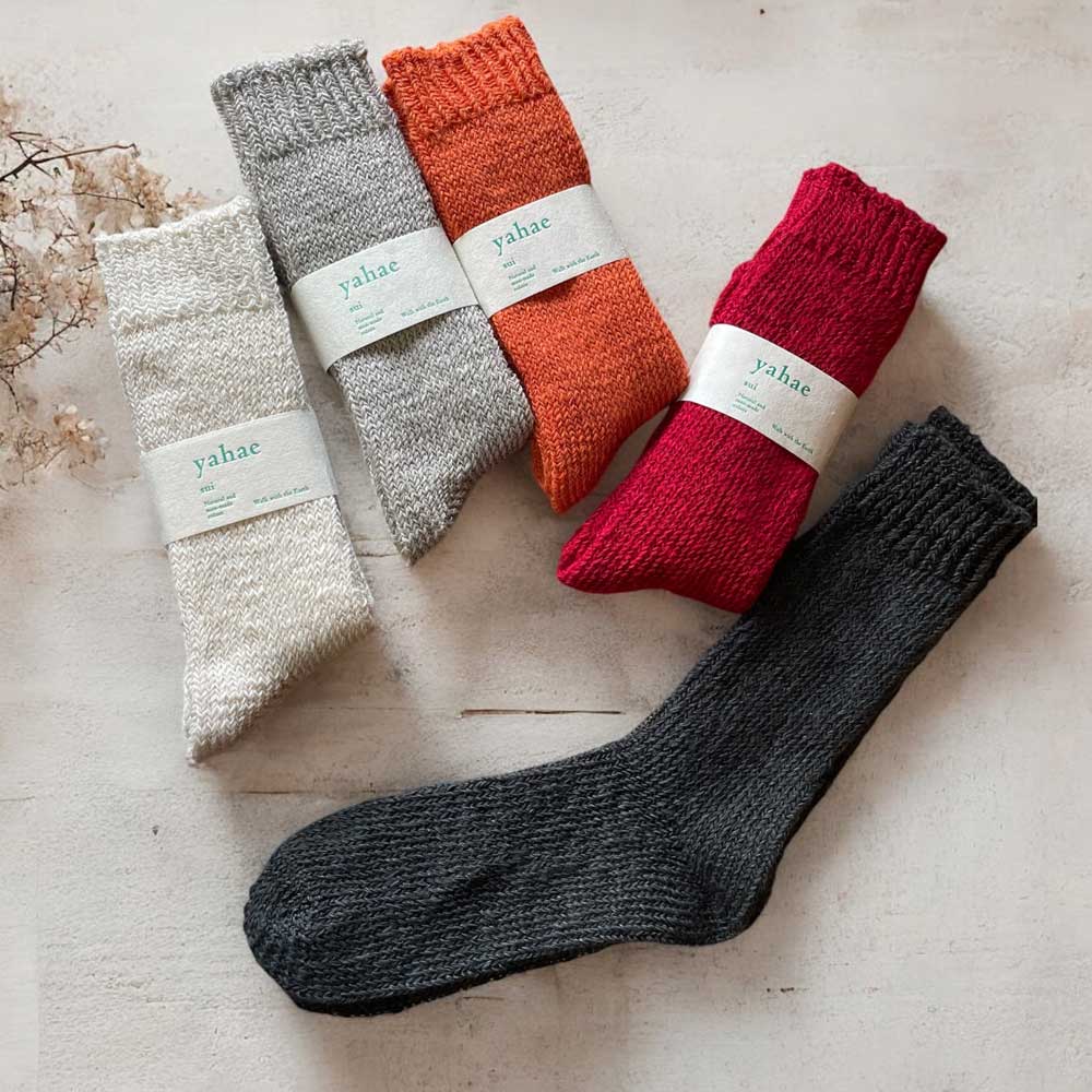 yahae  sui Organic Cotton Linen Low Gauge Plain Socksオーガニックコットン リネン ローゲージ プレーン ソックス≪3枚までメール便可≫