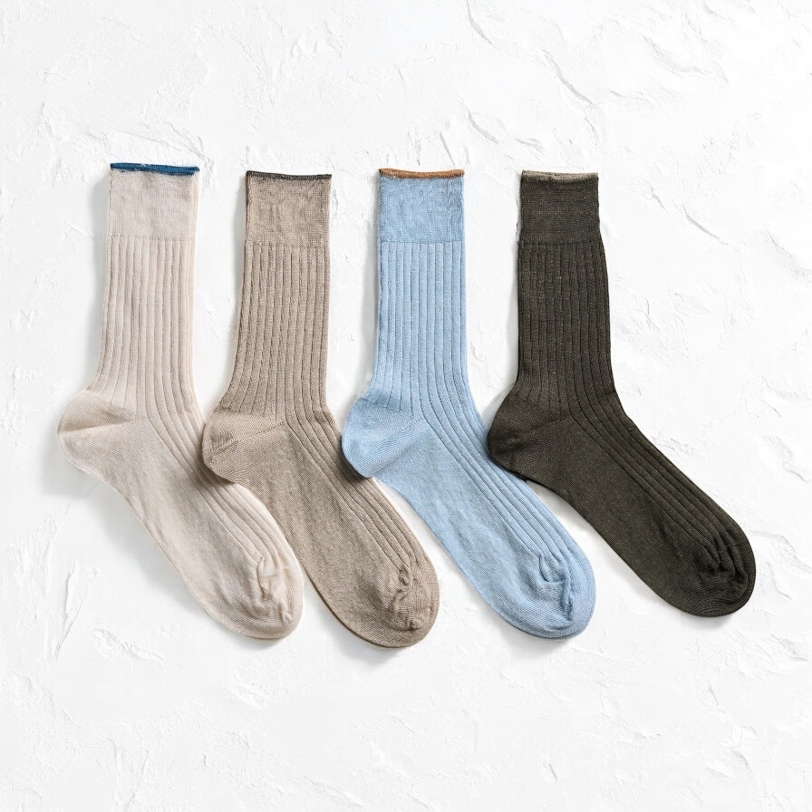 yahae  sui Linen Ribbed Socks ヤハエ スイ リネンリブソックス≪3枚までメール便可≫