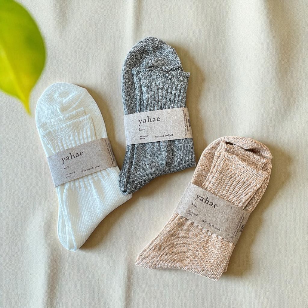 yahae  kan “Washi” Organic Cotton Ankle Socksヤハエ カン オーガニックコットンアンクルソックス≪3枚までメール便可≫
