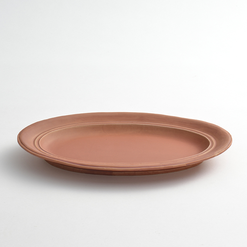 StiLL oval plate スティル オーバル 薄緋（レンガ色）L / MISHIM POTTERY CREATION